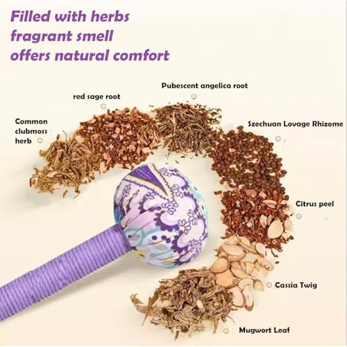 Manual Wormwood Massage Hammer for Back Pain Relief - 12.5 Inch Lymphatic Drainage & Meridian Tapping Tool, Handmade Natural Herbs Body Massager