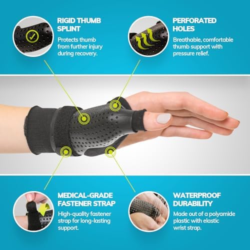 BraceAbility Hard Plastic Thumb Splint | Arthritis Treatment Brace to Immobilize & Stabilize CMC, Basal and MCP Joints for Trigger Thumb, Tendonitis Pain, Sprains (Small Right)