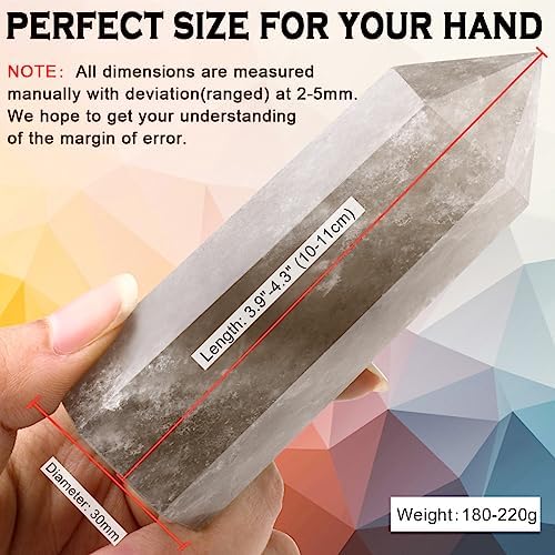 CASMON Large Healing Crystal Wands 3.9"-4.3"(10-11cm), Natural Smoky Quartz Obelisk Crystal Tower Stone, 6 Faceted Single Healing Crystal Point for Reiki Chakra Meditation Therapy (1PC)