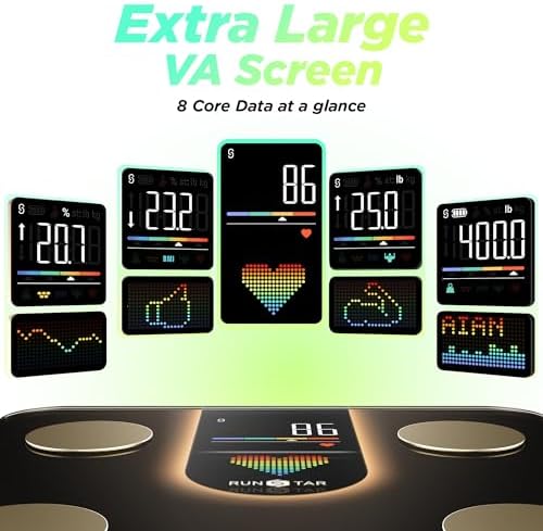 RunStar Scale for Body Weight, Smart Scale with 8-in-1 VA Display, High Precision Bathroom Digital Scale for Body Weight Heart Rate BMI Body Fat 22 Body Composition Sync APP, FSA&HSA Eligible