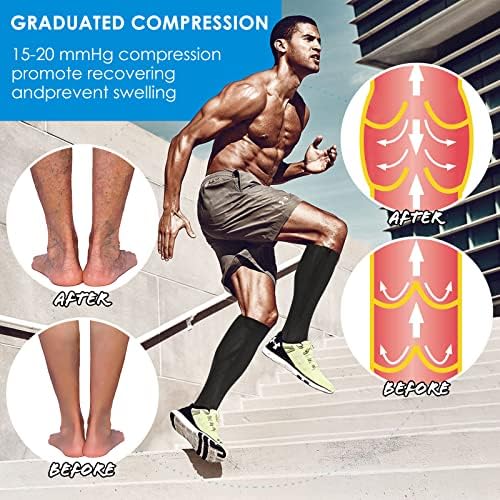 Zipper Compression Socks, 2 Pairs 15-20 mmHg Closed Toe Compression Stockings for Men Women