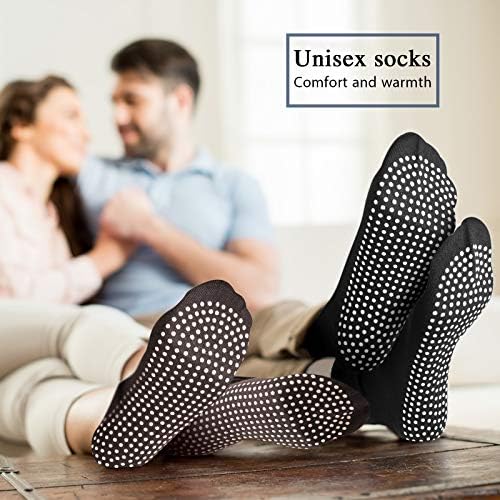 Geyoga 5 Pairs Non Slip Socks for Men Women Grip Socks with Cushion Unisex for Yoga Pilates Barre Home Workout