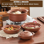Unglazed Terracotta Ceramic Casserole Dish, Clay Pot, Earthen Pot Cookware with Lid for Dinner and Party, Stockpot for Rice Hot Pot, Stew, Bakeand Serve Oven Safe-Heat Resistant