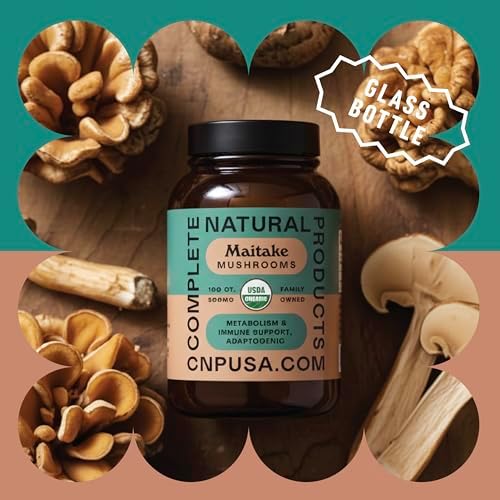 Complete Natural Products Organic Maitake Mushroom Capsules - 100ct, Immune Strength, Vegan, Non-GMO, Gluten Free