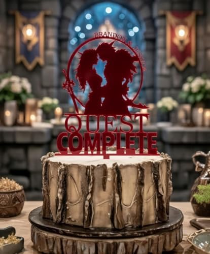Gamer Wedding Cake Topper - Quest Complete - Dungeons and Dragons Weddings