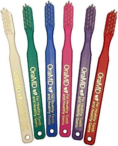 OraMD Soft Bristles Toothbrush - Designed by Dr. Charles C. Bass for Sensitive Teeth and Gums - Manual Toothbrushes with Soft Nylon Bristles for Adults Oral Care - Pack of 6