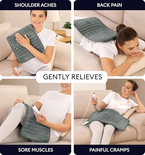 GENIANI Electric Heating Pad for Back Pain & Cramps Relief, Electric Throw, Auto Shut Off, Machine Washable, Moist Heat Pad for Neck & Shoulder - Mother’s Day Gifts, Extra Large 24x12