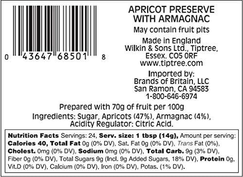 Tiptree Apricot & Armagnac Preserve, 12 Ounce Jars (Pack of 6)