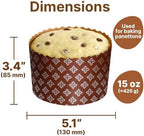 15 oz Panettone Paper Mold | 12 Pack | Easter Bread Forms Paska Mold Kulich Round Non Stick Panettone Paper Baking Molds Universal Brown Silver Design
