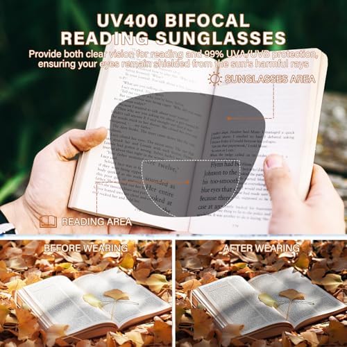 Bifocal Sunglasses for Women Oversized Reading Sunglasses Trendy Outdoor Readers Sun glasses UV400 Protection