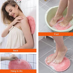 2 Pack Shower Back & Foot Scrubber, Wall Mounted Back Scrubber Silicone Bath Massage Cushion Brush with Suction Cups, Bathroom Wash Mat Exfoliating Dead Skin Brush (L-Blue Grey)