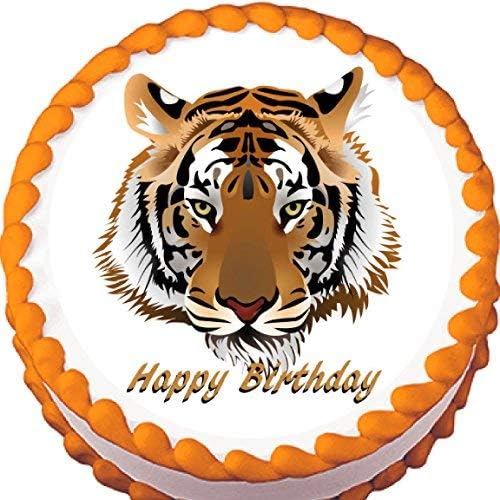 Happy Birthday Tiger Image Edible Cake Topper- 8" Round