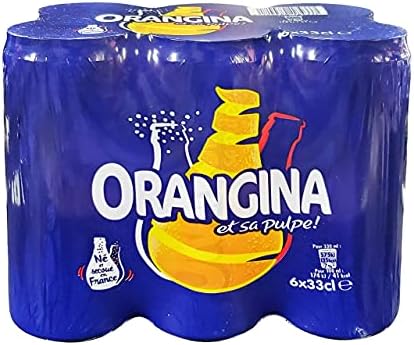 Orangina et sa Pulpe - French Imported Orange Pulp Soda Tall Cans (6 Pack, Total of 69oz)
