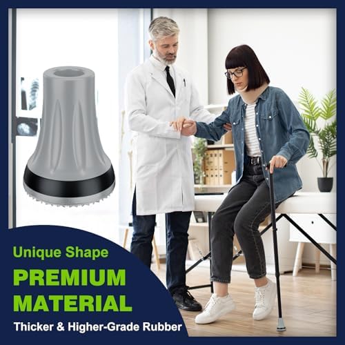 supregear Crutch Tips, 7/8 inch Heavy Duty Rubber Replacement for Crutches, Anti-slip Thickened Feet Cap Walking Cane Tips, Safety Durable Accessories for Seniors Elderly (Set of 2)