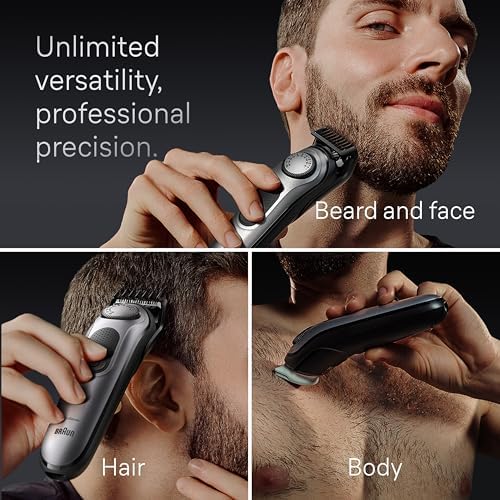Braun All-in-One Men's Shaving Kit Series 7 7440, 12-in-1 Beard, Face, Nose, Ear Trimmer, Hair Clippers, Body Groomer and Manscaping + Travel Case + Charging Stand