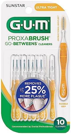 GUM Proxabrush Go-Betweens - Ultra Tight- Interdental Brushes - Soft Bristled Dental Picks for Plaque Removal Health - Safe for Braces & Dental Devices, 10 Count (Pack of 4) 40 Total
