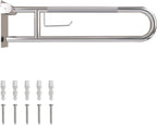 Toilet Grab Bar, Fold Down Grab Bar with Paper Holder, Knurled Anti-Slip Grab Bars for Toilet, Stainless Steel Handrails Toilet for Seniors Disabled Elderly Pregnant, Brushed Nickel, 30 Inch