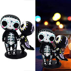 Sugar Skull Couple Figurine Statue Couples Cute Skeleton Mexican Halloween Day of The Dead Figurines Valentine's Day Decor(kiss)