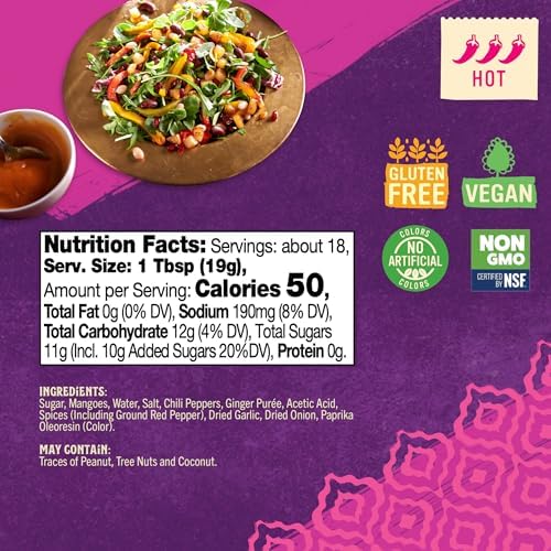 Patak’s Hot Mango Chutney - Sweet & Spicy Mango Chutney with Paprika & Red Chile - Vegan & Gluten-Free - Perfect for Meats, Cheese Platters & Veggie Dips - 12 oz (Pack of 1)