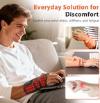 Cordless Wrist Heating Pad with Massage & Red Light, FSA - HSA Eligible Rechargeable Heated Wrist Brace Wrap for Carpal Tunnel, Arthritis, Wrist Massager for Pain Relief, 3 Heat & Vibration Modes