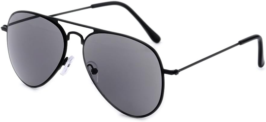Sun Full Lens Reading Glasses Readers Sunglasses Classic Outdoor Aviator Sports Steel Stainless Black Frame Temple Unisex