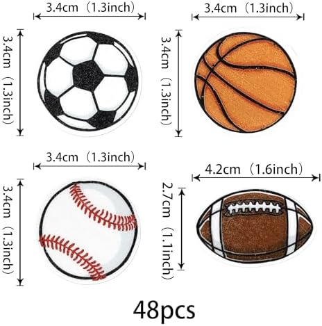 48 Pack Edible Sports Cupcake Toppers Edible Basketball Soccer Ball Football Baseball Rugby Cake Decorations for Sports Ball Game Baby Shower Birthday Party Decorations