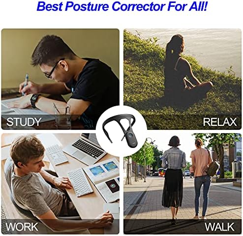 P1 Smart Posture Trainer & Corrector, Control with App, Check Posture in Real Time, Strapless, Boost Health & Temperament (Black)