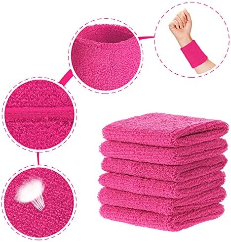 Willbond Wrist Sweatbands, Sports Sweatbands for Competition, Sweat Absorbent, for Basketball, Tennis, Football, Running and Work (Pack of 6)
