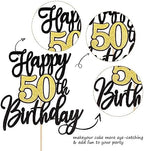 1 PCS Happy 50th Birthday Cake Topper Black Gold Glitter Cheers to 50 Years Birthday Cake Pick 50 Fabulous Cake Decoration for Happy 50th Birthday Anniversary Party Cake Decorations Supplies