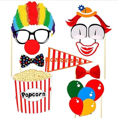 36 Pcs Photo Booth Props Carnival Circus Party Birthday Halloween Party Supply Prop Favor Graduation Kit Selfie Dressdecor