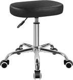 KKTONER Square Rolling Stool Swivel Height Adjustable Stool for Office Salon Home Coffee Shop Bar SPA Chair Black