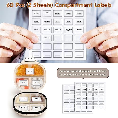Zannaki Pill Case Portable Small Weekly Travel Pill Organizer, Cute Moisture Proof Pill Box Holder for Pocket Purse Bag, Daily Mini Pocket Pharmacy Medicine Container for Vitamin, Fish Oil, Supplement