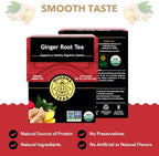 Buddha Teas - Organic Ginger Root Tea - Herbal Tea - For Health & Wellbeing - With Antioxidants & Minerals - Clean Ingredients - Caffeine Free - OU Kosher & Non-GMO - 18 Tea Bags (Pack of 1)