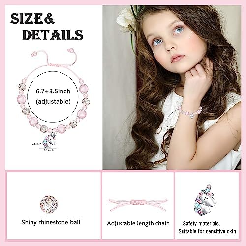 M&Ostyle Magical Unicorn Bracelet for Girls，Pink Bracelet Unicorn Jewelry Gifts for Girls Daughter Granddaughter Niece Birthday Christmas