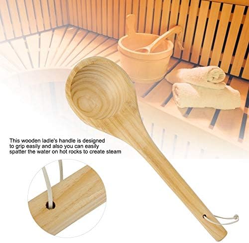 Omabeta Wooden Sauna Single Spoon Handmade Spoon Sauna Accessories Easy to Grip Sauna Water Dipper Spoon with Handle