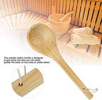 Wooden Sauna Room Spoon, Solid Handmade Spoon Sauna Water Dipper Comfortable Grip Portable for Tea for Families for Serving Tea