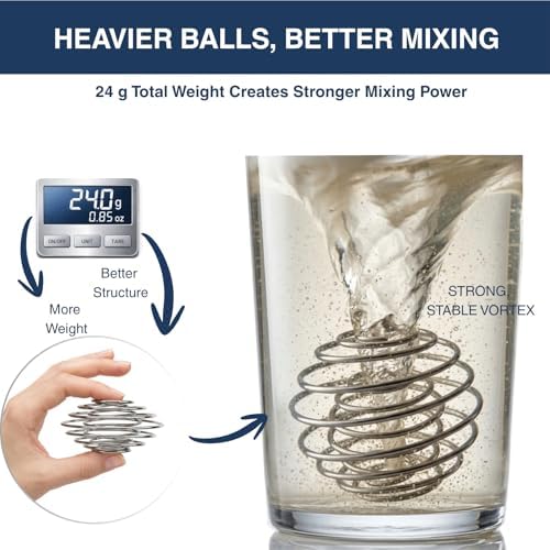 Shaker Balls for Protein Shakes, 304 Stainless Steel Shaker Balls for Bottles, Smooth Mixing (4 Large)