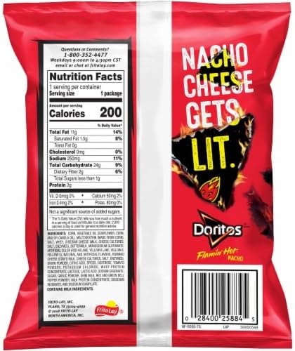 Doritos Flamin" Hot Nacho Tortilla Chips, 1.75 ounce bags (Pack of 8), Bundled by City Wide Gourmet