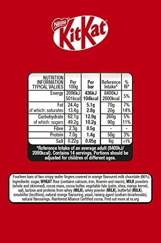 KitKat Fingers Original 14x20g, 289g, A delicious chocolate bar of 2 fingers of crispy wafer biscuit covered with smooth milk chocolate