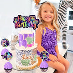 Cheereveal Rainbow Cheetah Cake Cupcake Toppers for Boys Girls - Leopard Print Cake Cupcake Picks, Jungle Safari Animal Birthday Party Decorations
