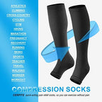 Open Toe Compression Socks Women & Men-2 Pairs 15-20 mmHg Knee High Stockings for Circulation Support