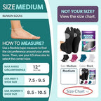 BraceAbility Bunion Relief Socks - Split-Toe Bunion Socks for Women and Men with Arch Support, Big Toe Separator, Hallux Valgus and Bunionette Relief, Left and Right Fit (1 Pair, M - Black)