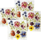 20-ct 3-ply 13x13 Meadow Floral Napkins Paper Valentines Day Decorative Decoupage Mother Spring Pretty Flower white pink purple yellow green blue 6.5 x 1 inch