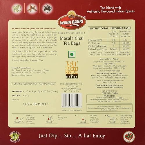 Wagh Bakri Masala Chai 100'S (Pack of 2)