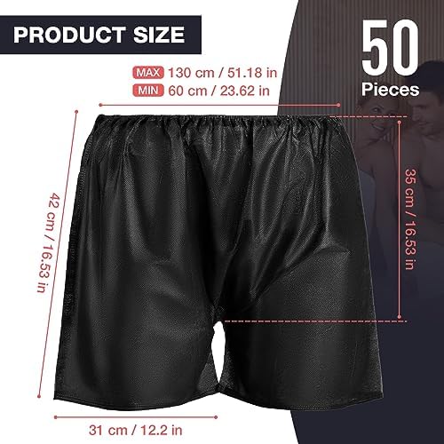Noverlife 50PCS Disposable Men Boxer Shorts, Non Woven Male Underwear Patient for Travel Massage Individually Wrapped