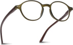 2SeeLife Small Round Reading Glasses for Men & Women – Narrow-Medium Fit, Sturdy Frame, Spring Hinges, Premium Retro Readers, Green Wood, +2.50