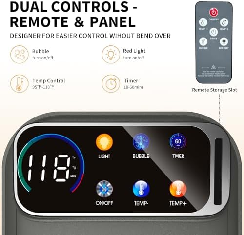 Collapsible Foot Spa Bath with Heat and Bubbles, Portable Foot Soaker Tub with XL Touch Screen, Temp Control & Massage Rollers, At-Home Pedicure Spa for Stress Relief