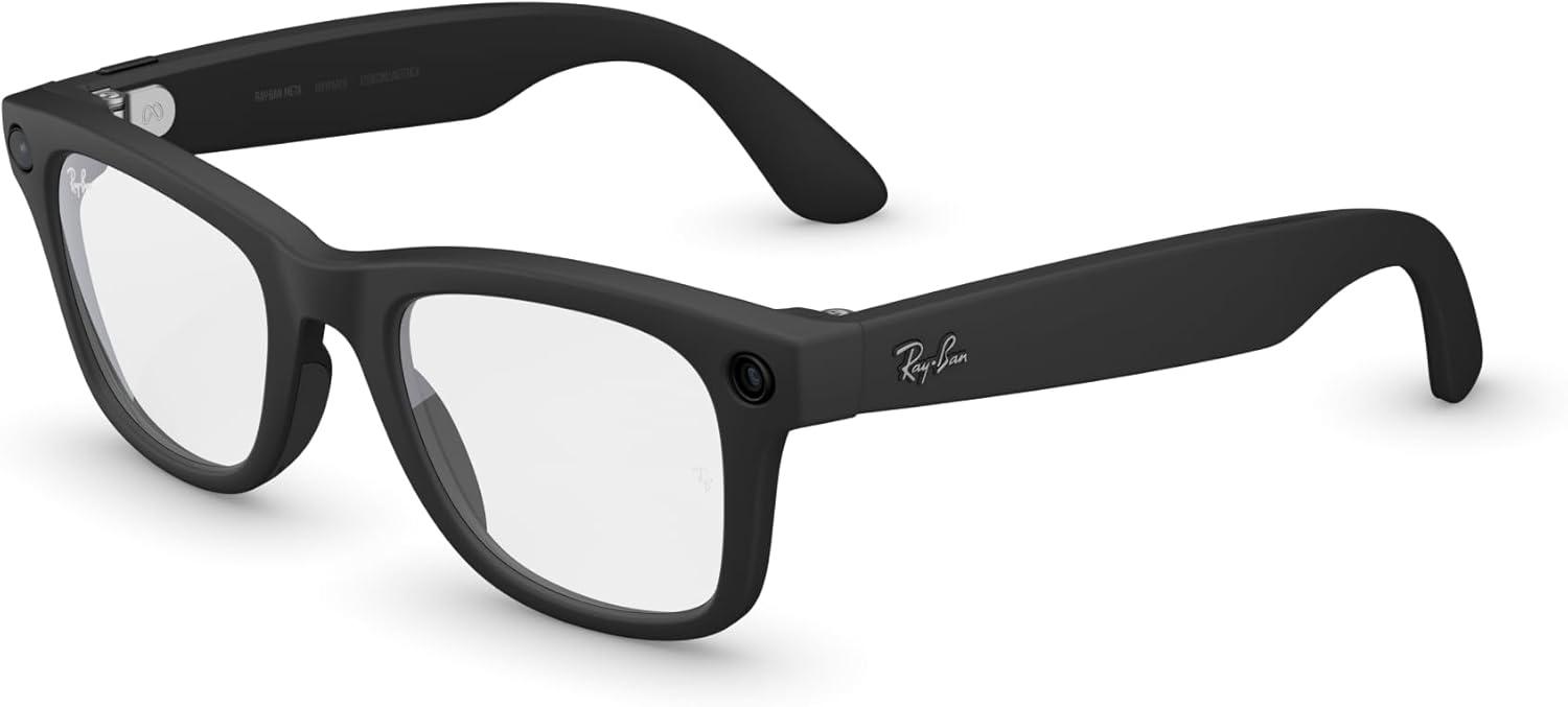 Ray-Ban Meta (Gen 2), Wayfarer, Matte Black | Smart AI Glasses for Men, Women — 2X Battery Life — 3K Ultra HD Resolution and 12 MP Wide Camera, Audio, Video — Clear Lenses — Wearable Technology