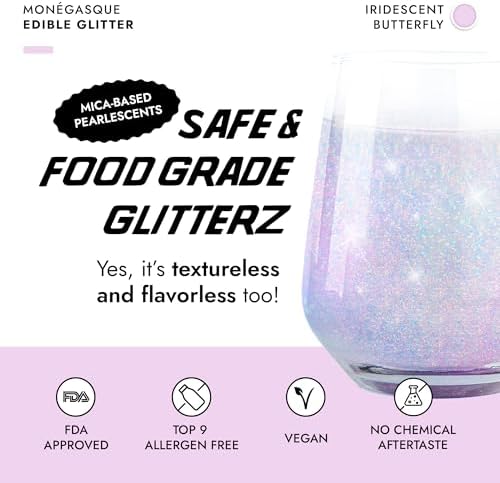 MONÉGASQUE Iridescent Edible Glitter for Drinks 10g – Edible Glitter for Cakes & Cocktails - Cocktail & Drink Shimmer Powder - Food Decorating Sprinkles, Cake Decorations, & Cupcake Decorations Spray