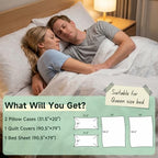 Disposable Bedding Set 2 Pack, Queen Size Portable Bed Sheets Set for Travel, Includes Flat Sheet, Duvet Cover and Pillowcases, Lightweight Disposable Bed Sheets for Hotel and Business Trips